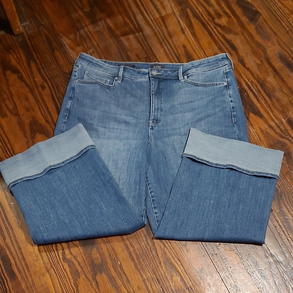 NYDJ Teresa Wide Leg Jeans Blue Cuffed Size 18wp NWOT